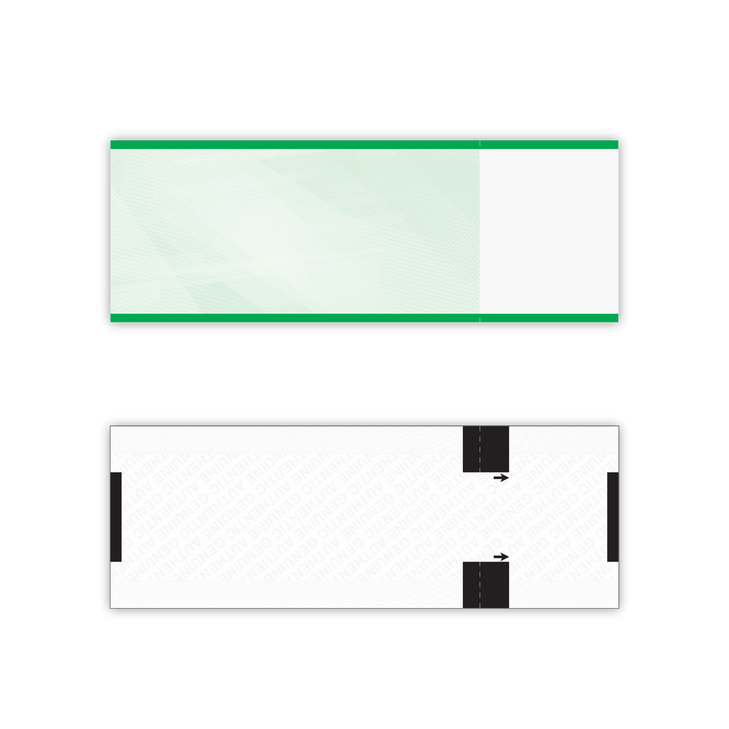 Green thermal admission ticket stock